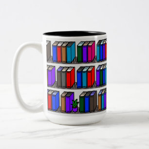 Little Library Book Shelves White Two-Tone Coffee Mug