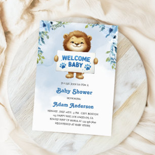 Little Lion Baby Shower – Blue Jungle Theme        Invitation