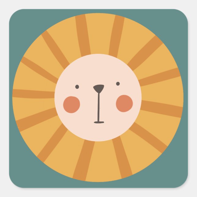 Little Lion Birthday Square Sticker (Front)
