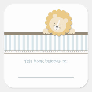 Little Lion {Blue}   Bookplates Square Sticker