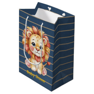 Little Lion Boy Baby Shower Medium Gift Bag