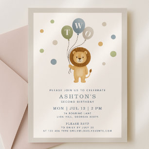 Little Lion & Confetti Boy Birthday Invitation 