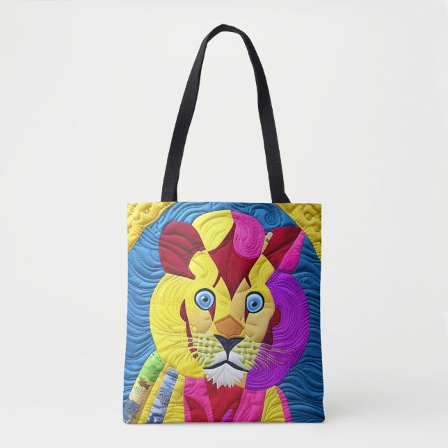 Little Lion Cub Quilt Like Design Tote Bag (Front)