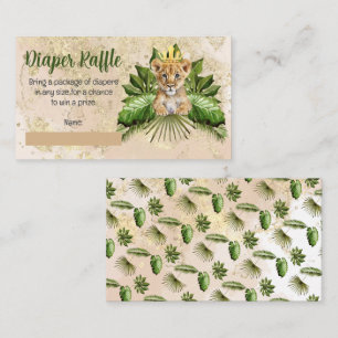 Little Lion Cub Tropical Baby Shower Diaper Raffle Enclosure Card