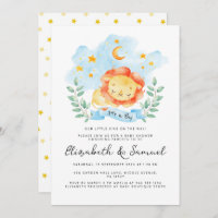 Little Lion Its a Boy Watercolor Blue  Baby Shower