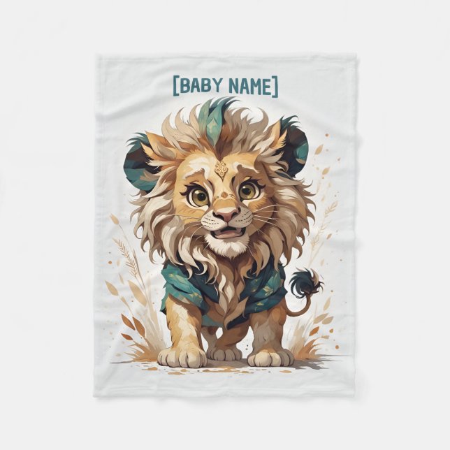 Little Lion Personalized Fleece Blanket (Front)