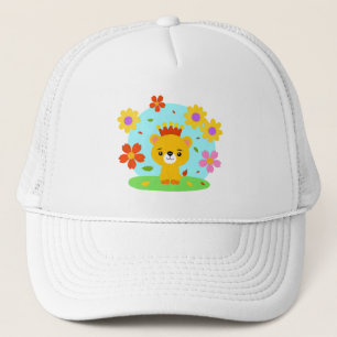 Little lion with flowers trucker hat