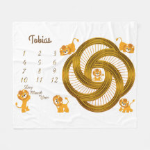 Little Lions Baby Milestone Blanket Size 60 x 50