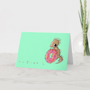 Little Lizard With Sprinkle Doughnut Greeting Card
