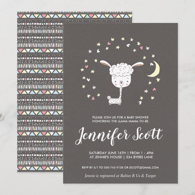 Little Llama Baby Shower Invitation (Front/Back)