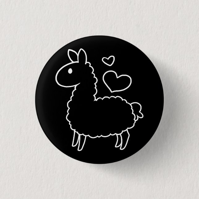 Little Llama Silhouette 1 Inch Round Button (Front)