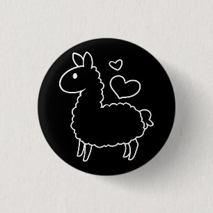 Little Llama Silhouette 1 Inch Round Button