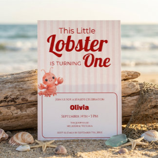 Little Lobster 1st Birthday Invitation