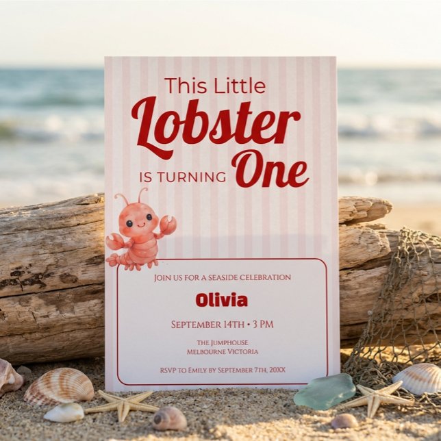 Little Lobster 1st Birthday Invitation (Créateur téléchargé)