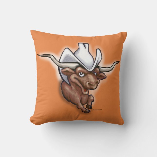 Little Longhorn Throw Pillow (Front)