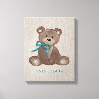 Little Louie Teddy Bear Personalized Canvas Print