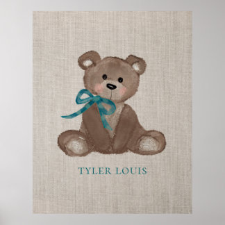 Little Louie Teddy Bear Personalized Poster Print