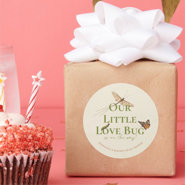 Little Love Bug Baby Shower Classic Round Sticker (Party)