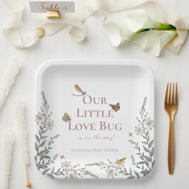 Little Love Bug Baby Shower Gender Neutral Paper Plate (Wedding)
