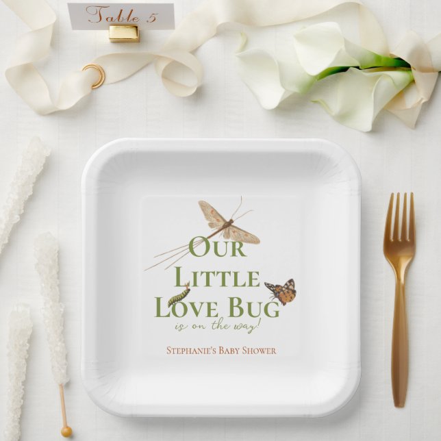 Little Love Bug Baby Shower Gender Neutral Paper Plate (Wedding)
