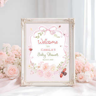 Little Love Bug Bloom Baby Shower Welcome  Poster