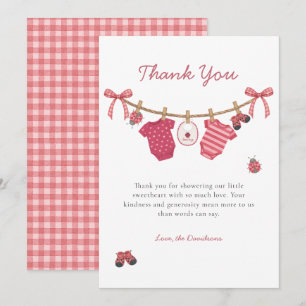 Little Love Bug Clothesline Baby Shower Thank You Card