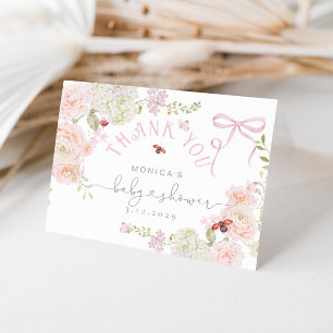 Little Love Bug Floral Bow Baby Shower Thank you Card