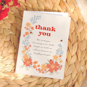 Little Love Bug Girl Retro Baby Shower Thank You Card