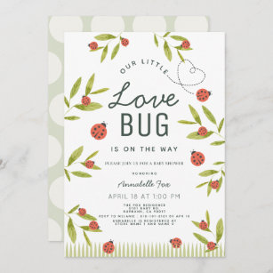 Little Love Bug Ladybug Baby Shower Invitation