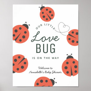 Little Love Bug Ladybug Baby Shower Welcome Poster