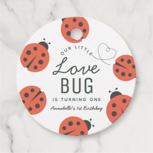 Little Love Bug Ladybug Birthday Thank You Favour Tags