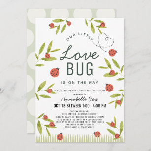 Little Love Bug Ladybug Drive-by Baby Shower Invitation