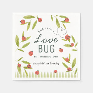 Little Love Bug Ladybug Leaf Birthday Napkins