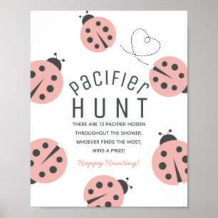 Little Love Bug Ladybug Pink Baby Pacifier Hunt Poster