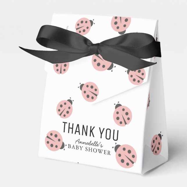 Little Love Bug Pink Ladybug Baby Shower Favor Box (Front Side)