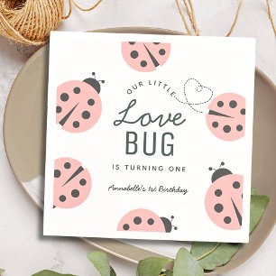 Little Love Bug Pink Ladybug Birthday Napkins