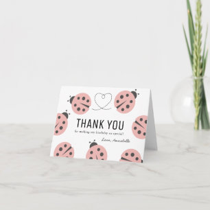 Little Love Bug Pink Ladybug Birthday Thank You Card