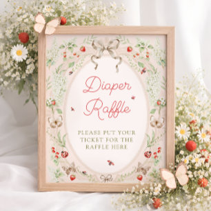 Little Love Bug Strawberry Diaper Raffle  Poster