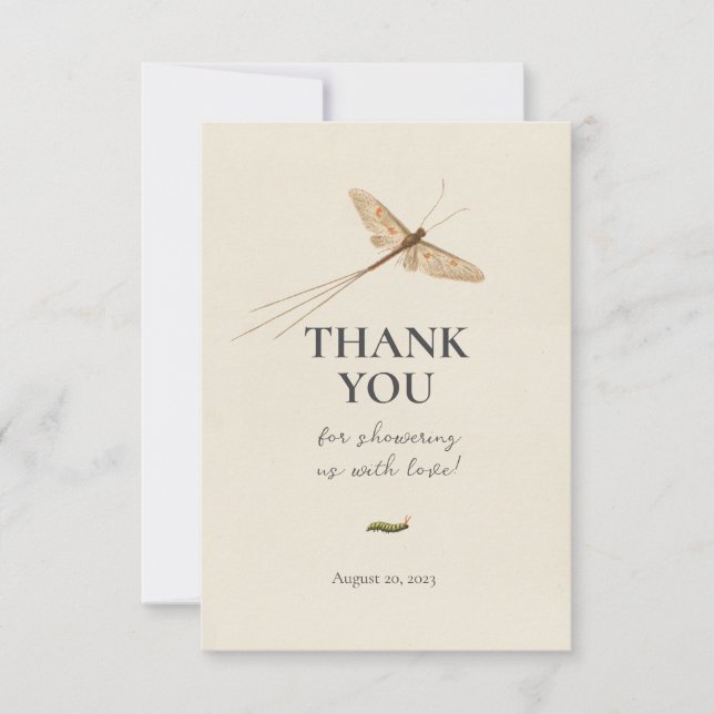 Little Love Bug Vintage Baby Shower Thank you Card (Front)