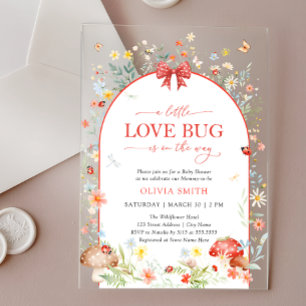 Little Love Bug Wildflower Baby Shower Acrylic Invitations