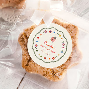Little Love Bug Wildflower Baby Shower Classic Round Sticker