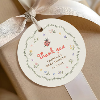 Little Love Bug Wildflower Baby Shower Favour Tags