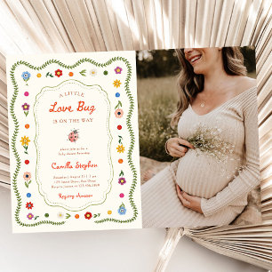 Little Love Bug Wildflower Baby Shower Photo Invitation