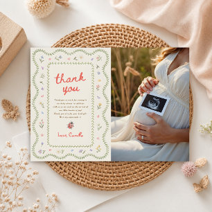 Little Love Bug Wildflower Baby Shower Photo Thank You Card