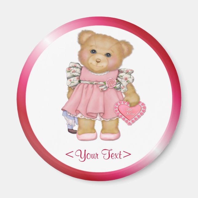 Little Love Teddy- Customize text Magnet (Front)