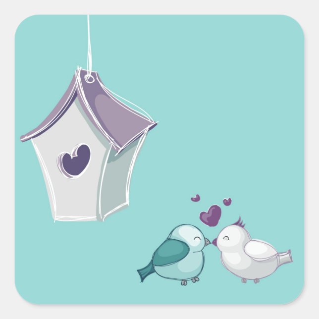 Little Lovebirds Square Sticker (Front)