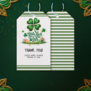 Little luck of Irish Shamrock Gold Baby Shower Gift Tags
