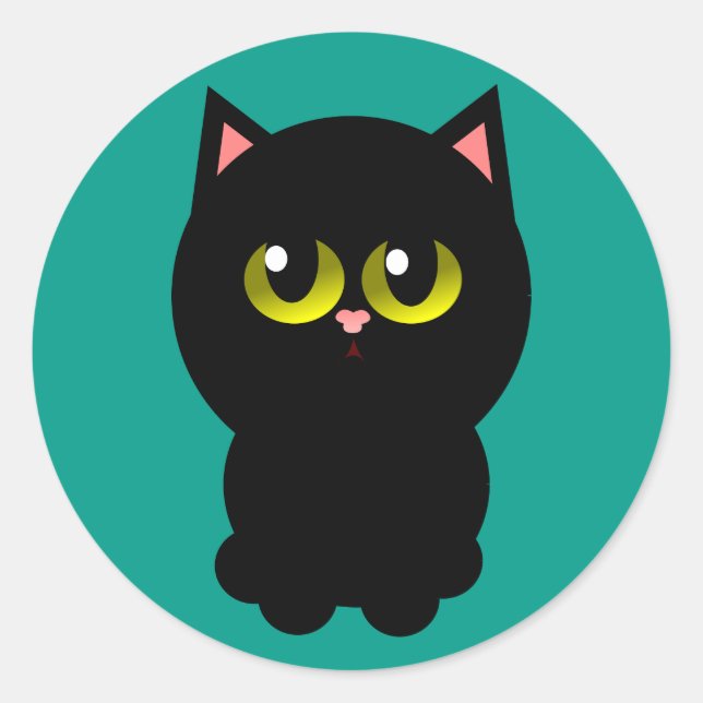 Little Lucky Black Cat Classic Round Sticker (Front)