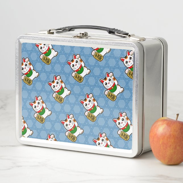 Little Lucky Cat Pattern Metal Lunch Box (In Situ)