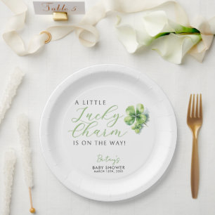 Little Lucky Charm is on the way Baby Shower Paper Plate